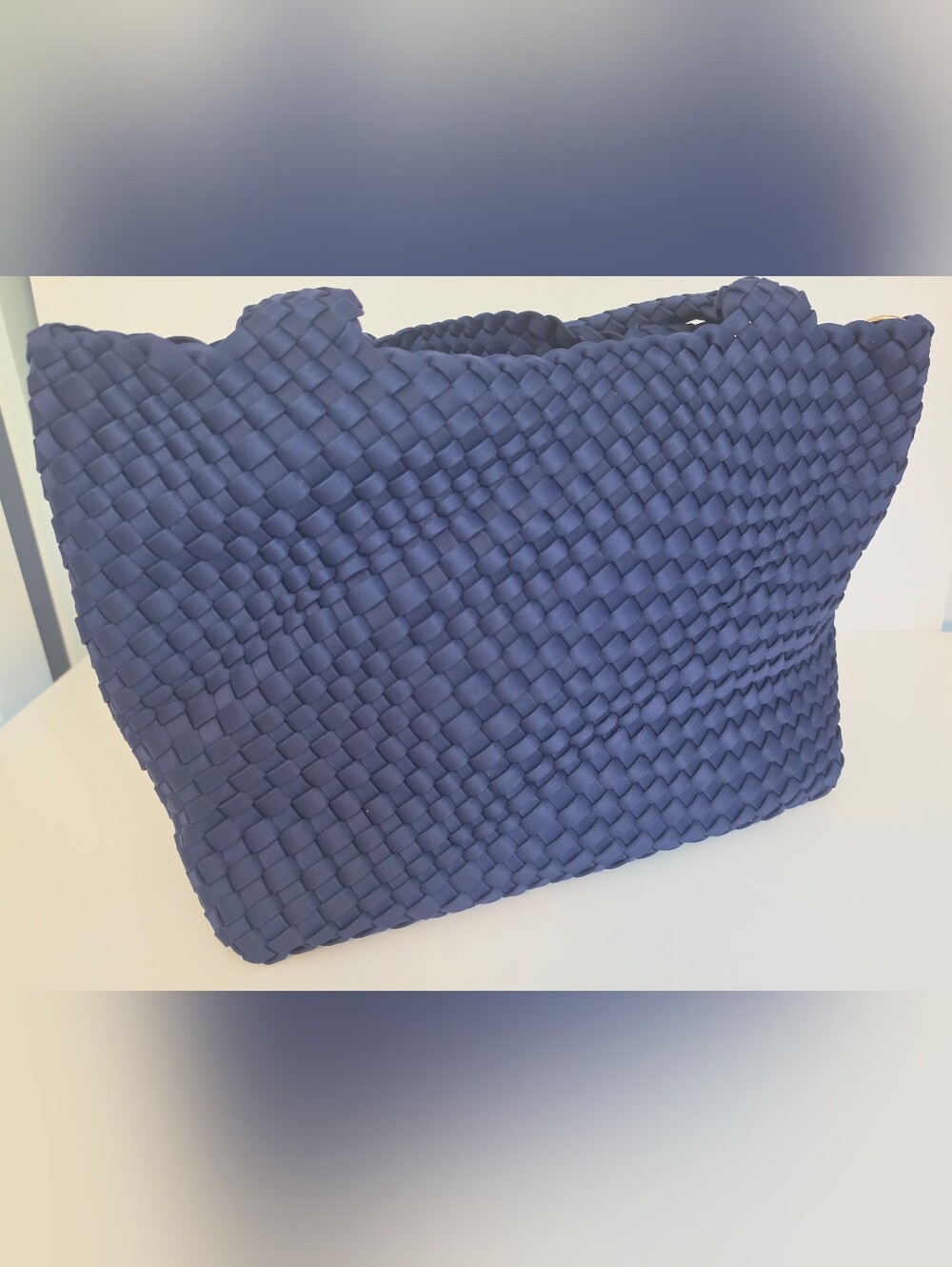 Woven Tote Bag in Deep Blue